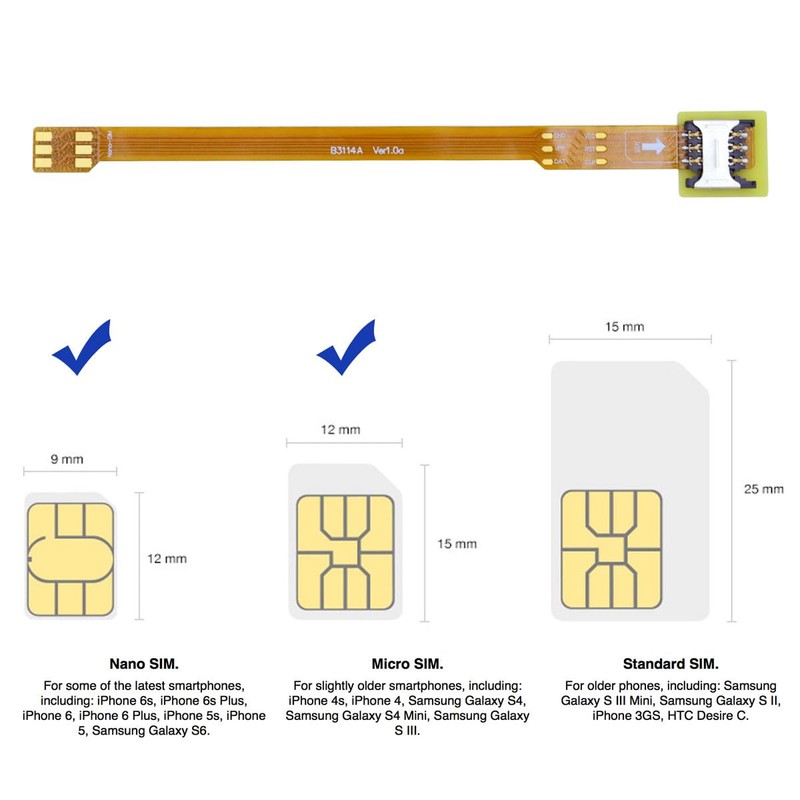 Chenyang Micro SIM Card to Nano SIM Kit de extensión