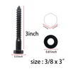 Evecad 10PCS 3/8" x 3" Hex Head Lag Screws, Stainless