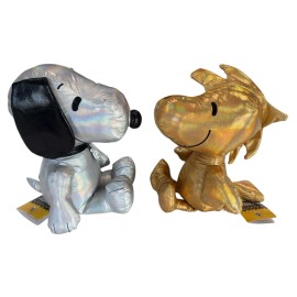 PEANUTS 75th Anniversary LIMITED EDITION Silver Snoopy & Gold Woodstock 2pc SET