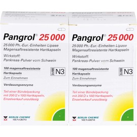 PANGROL 25,000 Hard Cps.with Gastric Juice Coating Pell Pack of 200