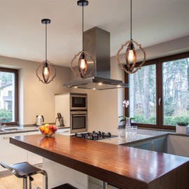 MWZ 3 Pack Farmhouse Pendant Lights Kitchen Island,Rustic 1-Light Small Distressed Wood Chandelier Light Fixture for Dining Room,Adjustable Hanging Light Fixture for Living Room Bedroom Foyer