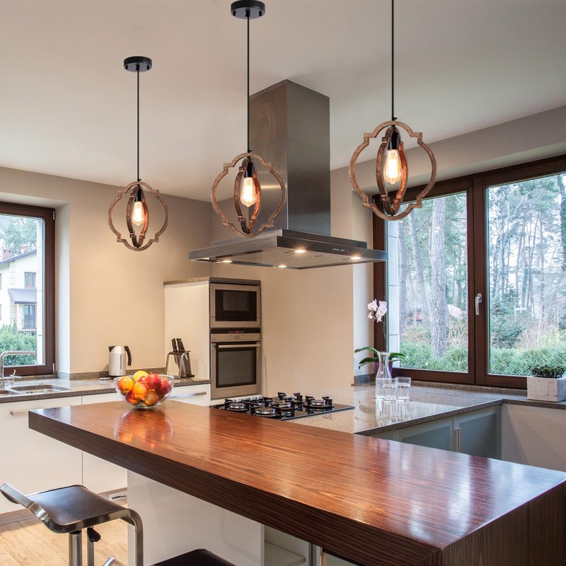 MWZ 3 Pack Farmhouse Pendant Lights Kitchen Island,Rustic 1-Light Small