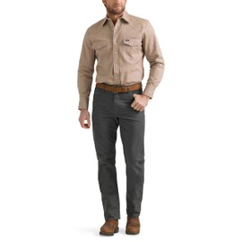 Wrangler Men's Tough Comfort Regular Fit Jean, Grey Pinstripe