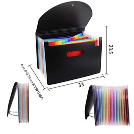 PIKAPIKA Document Stand A4 25 Pocket File Box Document Case Storage Box Organizer Freestanding (Color) Black