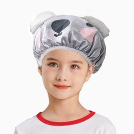 JK Home Kids Shower Cap, Double-Layer Waterproof Reusable Elastic Animal Bathing Shower Hat, Fun Cute Cartoon Bath Caps for Boy Girls