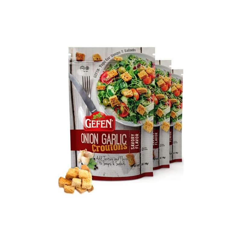 Gefen Savory Onion Garlic Caesar Croutons 5.2oz (3 Pack) |