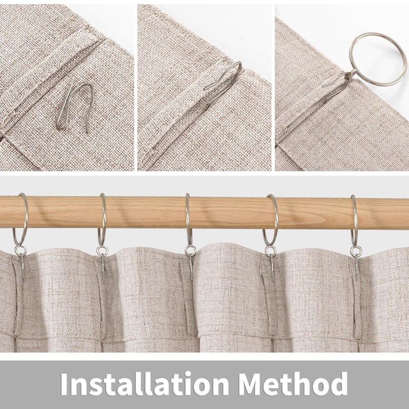 YoungsTex Short Natural Linen Curtains 45 Inch Length 2 Panels