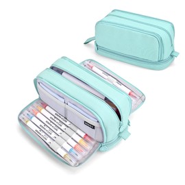 Sciphylia Pencil Case Large Capacity 4 Compartments Pencil Case for Children Students Girls Boys Multifunctional Pencil Case for School Office Makeup, light green, pencil case