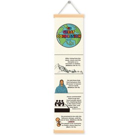 Christian Hanging Banner, The Great Commission Banner, Kids Bible Lesson Poster, Sunday School Decor, Inspirational Christian Gift, Family Hanging of Scripture and Words Decorations 04