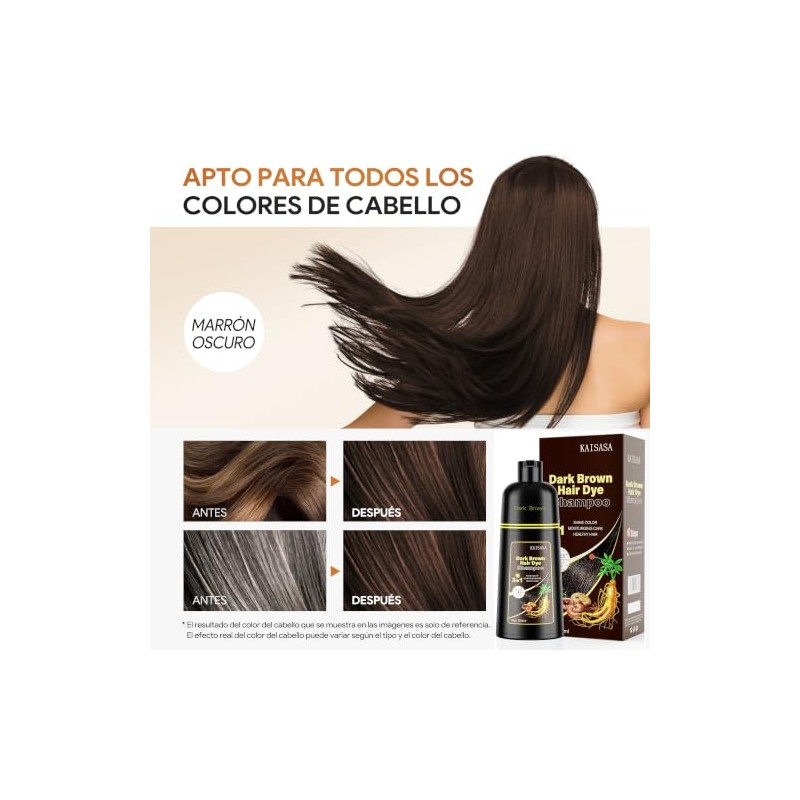 Shampoo para Canas con Tinte, Dark Brown Hair Dye Shampoo