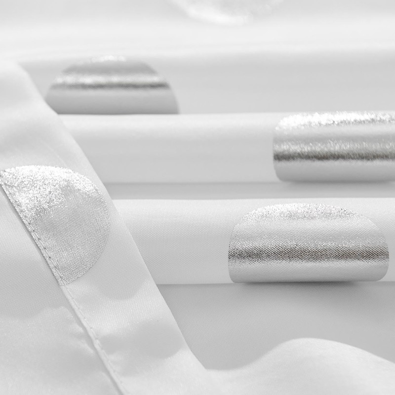 jinchan White and Silver Polka Dot Shower Curtain, Silver Foil