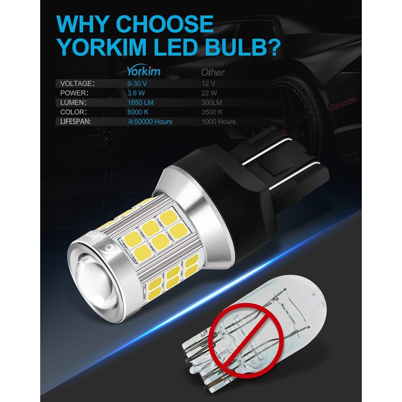 Yorkim 7443 led bulb, super bright 7440 led bulb T20