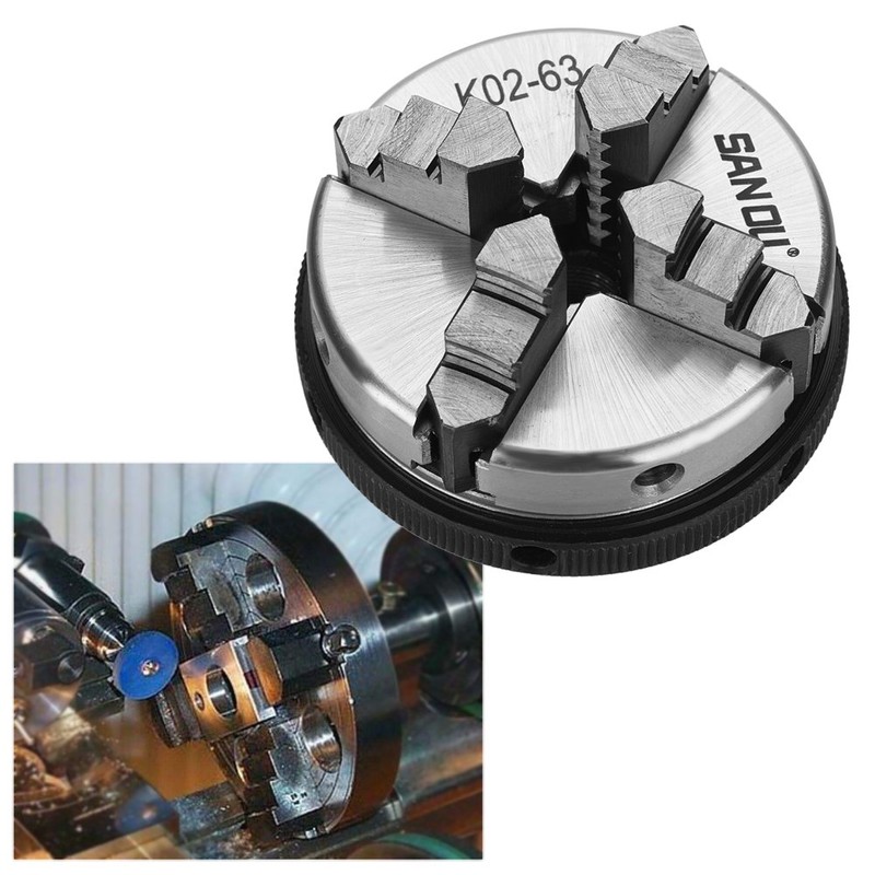 Mandrino autocentrante per tornio, mandrino manuale K02-63/M14 a 4 ganasce