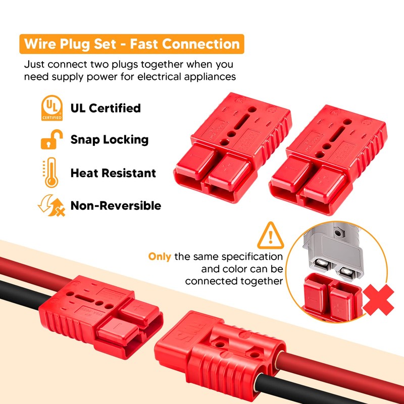 WeiSen 4Pack 175A Battery Quick Connector Kit Wire Harness Plug