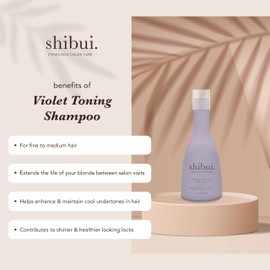SHIBUI Violet Toning Shampoo, Neutralizes Brassiness with Acai Oil & Hibiscus, for Blonde, Highlighted, & Silver Hair, 33.8 Fl Oz