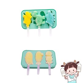 Ice Lolly Moulds, 2 Pieces Ice Lolly Moulds, Ice Cream and Water Ice Cream, Child-Friendly with Stems & Sealing Lids, BPA-Free, Funny Moulds for DIY Ice Cream (Dinosaurs and Underwater Animals)