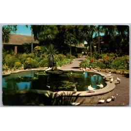 Curt Teich Old Mission San Juan Capistrano California 1961 Postcard Fountain White Doves