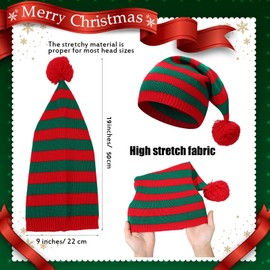 YFXQYFSH 6 Pcs Christmas Elf Hat Knitted Santa Hat Winter Beanie Striped Hat for Adult Xmas New Year's Party Costume Accessory