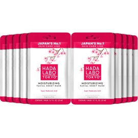 Hada Labo Tokyo - Super Hyaluronic Acid Moisturising Facial Sheet Masks, For Age 18-39 (Pack of 10)