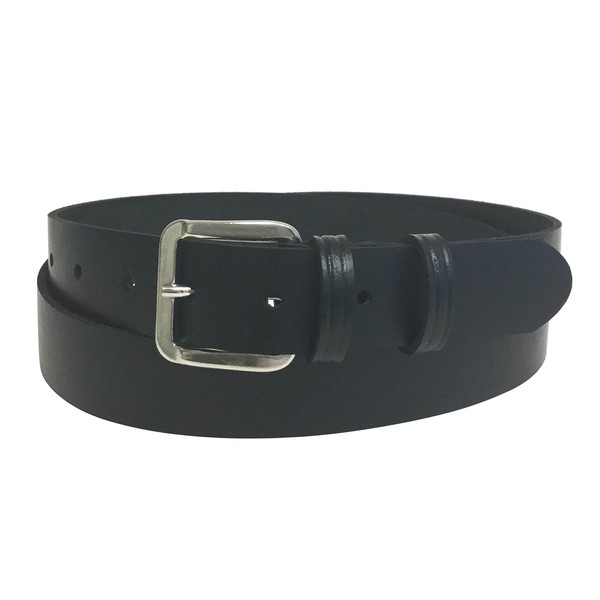 Women's Black Leather Belt - 30mm (1.25") Wide - Silver