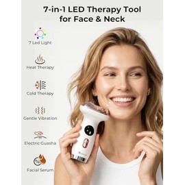 Hot and Cold Face Sculpting Tool for Skincare Routine, Electric Gua Sha Beauty Device, 7 in 1 LED Face Tool with Serum for Depuffing Sculpting and Face Neck
