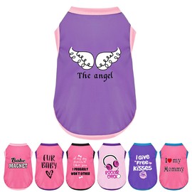 Color-Blocked Dog Tank Top with Playful Heat Transfer Designs – Lightweight Polyester Shirt for Small,MediumDogs, Perfect for Casual Outings.The Angel Purple XL