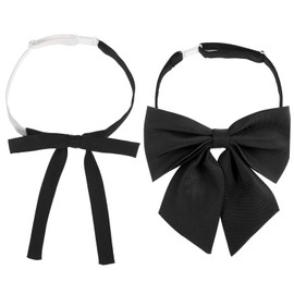 HJZHII Pack of 2 Bow Ties for Women, Pre-Tied Adjustable Bow Tie for Women, Plain Black Bow Ties for Costume Uniform, Cosplay Shirt, black