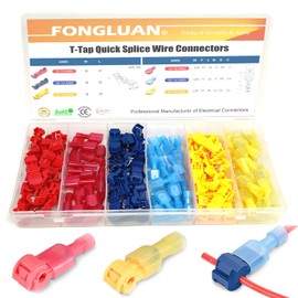FONGLUAN 120pcs T-Tap Quick Splice Wire Connectors 24-10 Gauge Quick Disconnects Electrical Crimp Terminals Connector Assortment Set