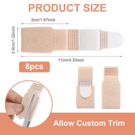 Wanmu 8 Pcs Fabric Hammer Toe Corrector, Reusable Fabric Buddy Toe Wraps, Fabric Hammer Toe Wraps Toe Bandages Protectors Toe Splints for Crooked Toes, Curled Toes, Bent Toes and Broken Toes