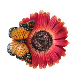 Vivid Arts - Hängendes rotes Gänseblümchen mit Schmetterling – Gartendekoration – drinnen und draußen