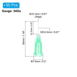 PATIKIL 34Ga x 0.5 Inch Dispensing Needle Tips, 50Pcs Stainless Steel and Plastic Glue Needle Tube Blunt Tips with Luer Lock for Glue Oil Applicator, Light Green