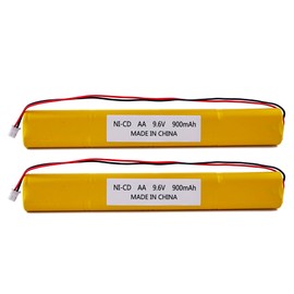 Fulpower 2 Pack 9.6V 900mAh Ni-Cd Exit Sign Emergency Light Battery - Compatible with BBAT0043A/BAT9.6V700/BBAT0044A/BAA-96.