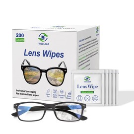 VisClear Eyeglass Cleaner Wipes, 200 Counts, Ocean scented,No Scratches and Safe for Prescription Lens Wipes, Individually Packed, For Eyeglasses, Camera Lens & Electronic Screens