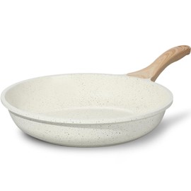 ESLITE LIFE Nonstick Ceramic Frying Pan Skillet, Non-Toxic Egg Omelette Kitchen Cooking Pans Compatible with All Stovetops (Gas, Electric & Induction), PTFE & PFOA Free (White, 9.5'')