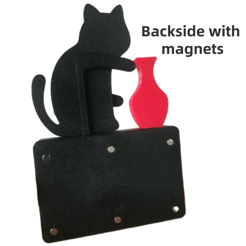 Funny Black Cat Fridge Magnets, Fridge Magnets with Swinging Vase,