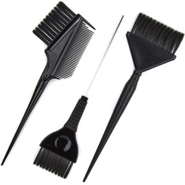 Hair Dye Brush Set - 3 Tint Brushes for Hair Color and Treatments - Extra Wide Brush - Pintail Brush - Emperor Brush - Variety Set Salon Color Brushes (Black)