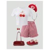 GORGLITTER Girl's 2 Piece Outfits Cherry Graphic Short Sleeve Tees