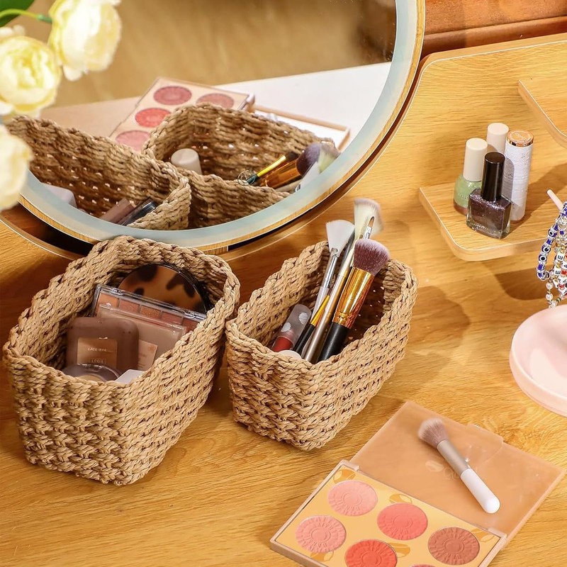 AIMALL 4-Piece Hand-Woven Storage Basket Set – Multi-Sized Straw Sundries