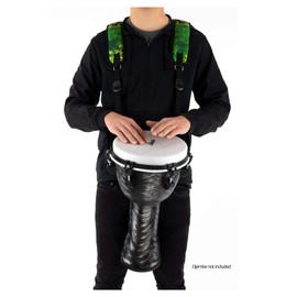 XDrum Djembe Gurt Eco (Schultergurt zum Umhängen von Djemben, mit 2 Metallkarabinern, längenverstellbar von 60 bis 76 cm) grün