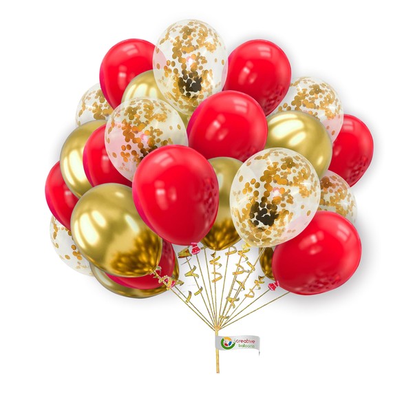Red Gold Balloons pack of 30 Gold Birthday Balloons 10