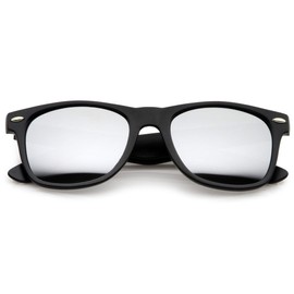 zeroUV Classic Colored Mirror Lens Square Horn Rimmed Sunglasses for Men Women (Matte/Silver)