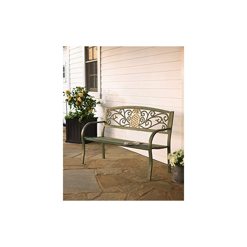Evergreen Weatherproof Pineapple Outdoor Bench | Holds Up to 300