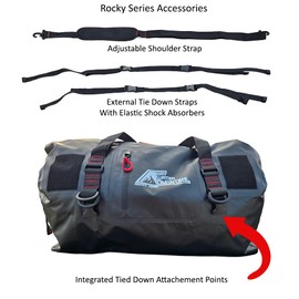 Motorcycle Waterproof Duffel Bag With Tie Down Straps, Marine Grade (80 Liter/21.1 Gallon, Rocky Series, Black)
