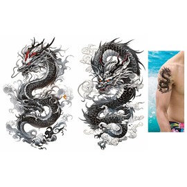 2 Sheets Temporary Dragon Tattoo Japanese Dragon Tattoo Arm Tattoos TBS8546 8550