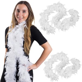 Tigerdoe Feather Boas - 2 Pack - White Marabou Boas, Party Dressup Costume Accessories, 72 Inch Long