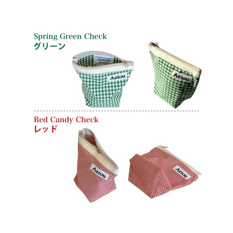 Aeiou Basic Pouch, Checkered Pattern, Size M, Eiou Basic Pouch,