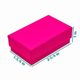 The Display Guys - 100-pack #21 Cotton Filled Cardboard Kraft Paper Jewelry Boxes Gift Cases - Neon Fuchsia (2.6" x 1.6" x 1.0")