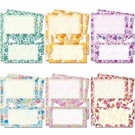 Vintage Morris 2 Stationery Paper (Lined) 48 PC and Self-Sealing Envelopes 24 PC, 27 lb Heavy Weight Floral Writing Letter Stationary, Printer Friendly, Both Sides Printed, US Letter Size 11" x 8.5"