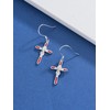 Seiyang Cross Garnet Birthstone Earring 925 Sterling Silver Cross Dangle