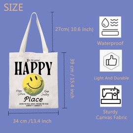 FUNYSO Go To Your Happy Place Gift Golf Movie Inspired Gift Comedy Movie Gift Golf Sport Life Gift Tote Bag (Happy Place UK)